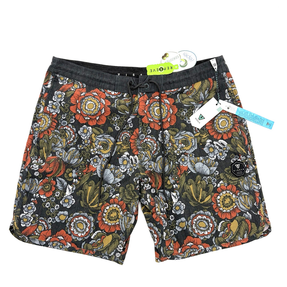 Vissla Board Shorts Mens 38 Floral Surf Quick Dry Swim NEW $70